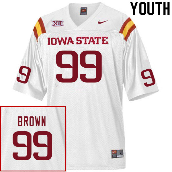 Youth #99 Howard Brown Iowa State Cyclones College Football Jerseys Sale-White - Click Image to Close